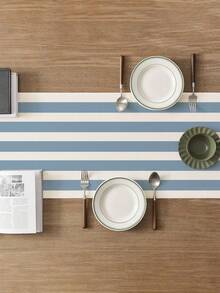 1pc,Bohemian Style,Minimalist Striped Table Runner,Microwave Dust Cover,Protective Cover,Rectangular Tablecloth,Washable,Suitable For Home Dinner,Coffee Table,Kitchen And Dining Room Decor,Dining Table Decor Party And Scene Decoration,Home Decor,Outdoor Patio Table Runner Decoration,Entryway Decor,Fireplace Towel - Washed Denim Blue - View 4