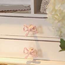 1/10/15/20pcs Pink Bow Knobs, Girly Style Pull Handles, Wardrobe, TV Cabinet, Bookshelf, Sliding Door, Single Hole Bow Handles - single hole - View 1