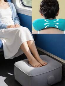 充氣腳墊 綠色 U 型頸枕 加壓充氣設計 可折疊 柔軟觸感 便攜舒適支撐 適用於汽車、火車、飛機旅行，適合旅行、度假、海灘、露營、野餐、長途旅程、教室、辦公室，送給朋友、姊妹、老師、家人的貼心禮物，完美的生日、開學、週年紀念、旅行禮物 - 彩色 - 查看 5