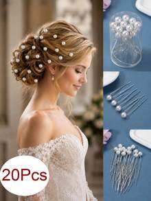 topshiny 20 pièces Pinces à cheveux de mariée avec strass scintillants, accessoires de chignon élégants en cristal, pinces de fixation pour chignon floral pour la coiffure de mariage et de bal de promo pour femmes - Transparent - Voir 16