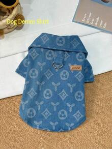 1pc Spring/Summer Windproof Pet Denim Jacket, Fashionable Pet Apparel, Suitable For Large Dogs Like Golden Retriever, Samoyed, Thin Denim Pet Clothes For Poodle, Bichon Frise In Spring/Summer - Multicolor - View 15