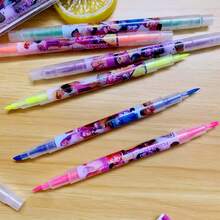 12PCS Double-Ended Highlighters, K-Pop Girl Group Cartoon Design. Dual-Head Marker For Writing, Drawing & Coloring. Stationery, Great For Gifts. Random Styles & Packages - Multicolor - View 3