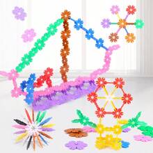 110pcs/210pcs Colorful Leaf & Snowflake Building Block Toy Set, Plug-In Toy Set With Diagrams, Durable, Develops Children's Spatial Imagination, Hands-On Construction Skills And Color Recognition, Perfect Choice For Birthday Gifts, Party Gifts, Holiday Gifts, Children's Day Gifts - Multicolor - View 3