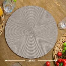 30/38cm 灰褐色塑膠手工編織餐墊，12cm 杯墊，圓形編織餐墊，隔熱裝飾餐墊，多色可選，桌墊，抗皺餐墊，適合生日、聖誕節、萬聖節 - Volcanic Gray - 查看 9