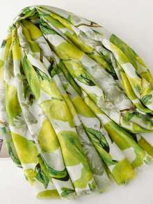 Women's Floral Print Scarf, Casual Versatile, Suitable For Daily Wear - Green - View 5