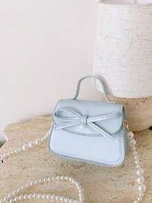 Bowknot Mini Handbag, Pearl Chain Crossbody Bag, Girly Versatile Small Square Bag - Multicolor - View 15