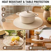 4/6/8pcs 15 Inch Round Woven PP Placemats, Washable Non-Slip Heat-Resistant Table Mats, Suitable For Home Dining Table Decor, Holiday Party, Wedding, Outdoor - Beige - View 7
