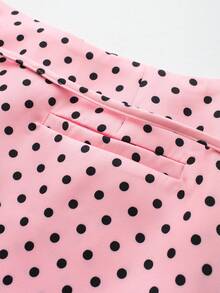 Chân váy skort midi nữ họa tiết chấm bi, thắt lưng khóa kéo, màu hồng - Hồng - Xem 6