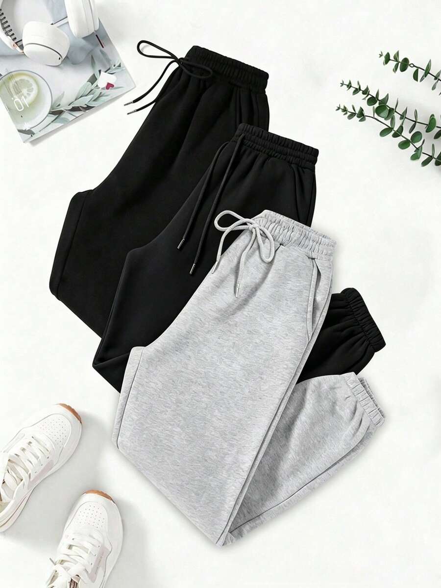 女款 3 件套:抓絨內裡休閒抽繩運動褲與家居服套裝 - 適合舒適室內穿著與戶外活動 - 彩色 - 查看 1