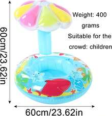 Asiento Inflable para Piscina con Forma de Hongo Azul, Flotador Inflable de PVC para Niños de 1 a 3 Años, Anillo de Natación con Bomba de Pie - 1 - Ver 2
