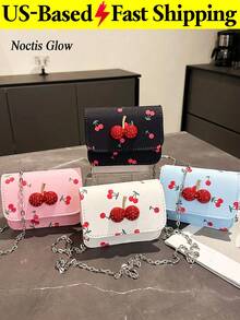 Mini Bag With Fresh Cherry Print For Women Cute And Sweet Mini Purse For Autumn And Winter Chain Crossbody Bag Headphone Bag Shoulder Bag - 彩色 - 查看 1