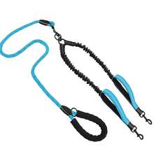 BVEOYPET 2pcs/Set Correa Doble 2-En-1 Sin Enredos Con Resorte Amortiguador De Impactos Y Mango Acolchado, Adecuada Para Caminar Y Correr Con 2 Perros - Multicolor - Ver 12