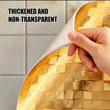 3M/118.1 Inch Self-Adhesive Mosaic Wallpaper Roll, Waterproof Peel And Stick Contact Paper, Glossy PVC Wall Covering, Suitable For Kitchen Backsplash, Bathroom, Cabinets, Countertops And Home Decor - Multicolor - View 3