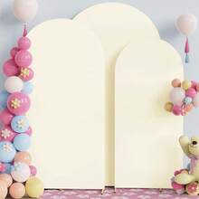 1pc SLarge Arch Backdrop, Elastic Fabric Wedding Ceremony Birthday Party Photo Background, Semicircle Decoration Curtain - Beige - View 11