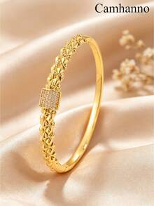 Camhanno 5/1件裝 時尚銅手鍊 裝飾飾品 適合日常配戴 約會與節日派對 時尚禮物 防氧化耐用 - 金色3 - 查看 4