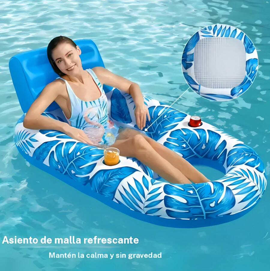 Schwimmende Poolmatte mit Getränkehalter, Erwachsenengröße, für Wassersport sowohl drinnen als auch draußen. - 1 von 1 - Übersicht 1