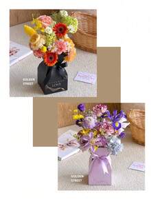 5pcs Birthday New Year Christmas Party Flower Box Fresh Flower Bouquet Packaging Box Floral Arrangement Materials Fresh Flower Handbag Flower Basket Handheld Flower Box - Gift Box - View 11