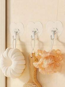 Transparent Heart-Shaped Wall-Mounted Hook Storage - Transparent - View 3