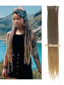 24 Inch Synthetic Dreadlock Extensions 10pcs/Pack Hippie Single-End Dreadlocks Black To Purple Gradient 0.6cm Wide Reggae Style Crochet Hair Extensions For Women Christmas New Year Carnival Music Festival, Halloween - Multicolor - View 13
