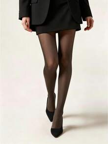 1 Pair Nude Invisible Double Layer Faux Skin Tights, One Size & Plus Size, Non-Fleece Spring/Autumn Style, Versatile For Daily & Outdoor Wear - Multicolor - View 5