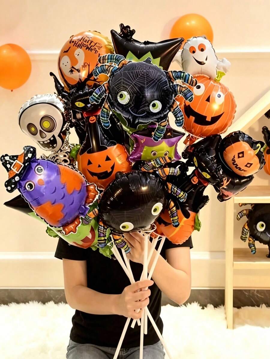 10pcs 16-Inch Halloween Theme Mini Shaped Cartoon Party Decoration ...