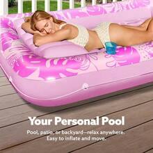 Extra Large Inflatable Sunbathing Pool Lounge Chair - 4-In-1 Sunbathing Tub, Raft, Floating Bed And Pillow, Adult Outdoor Summer Pool Float Mat, Durable Blue Design, Suitable For Ball Pit Parties And Water Fun, Sturdy Structure - 1PC - View 3