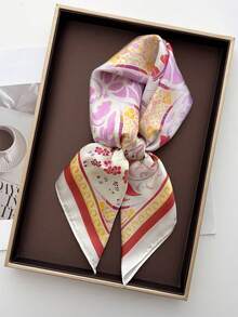 1pc Women's Square Bandana Casual Solid Color Head Scarf Suitable For Daily Use - Yellow - View 1
