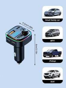 Reproductor MP3 para coche con adaptador de carga rápida dual USB, transmisor FM, compatible con Bluetooth 5.0, puerto USB, juego de cargador para coche, adecuado para desplazamientos diarios y viajes de larga distancia - Reproductor de MP3 para coche con cargador - Ver 9
