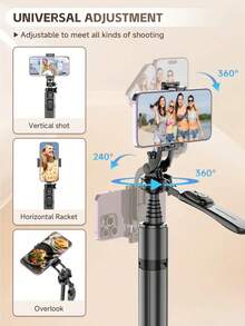 AXNEN 2020mm/79.53 Inch Extendable Selfie Stick Tripod With Remote Control, Multi-Function Foldable Rotating Phone Holder, 360° With Stable Handle, Floor Stand. Suitable For IPhone And Android, For Live Streaming, Vlog, Family Gatherings, Christmas Parties - View 3