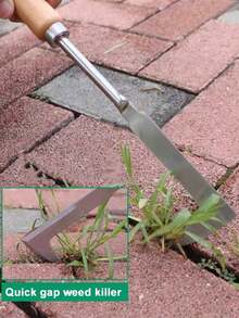 Ergonomic Manual Weeding Tool With Wooden Handle And Pure Metal Blade, Suitable For Lawn Trimming And Crack Cleaning - A - View 2