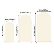 1pc SLarge Arch Backdrop, Elastic Fabric Wedding Ceremony Birthday Party Photo Background, Semicircle Decoration Curtain - Beige - View 3