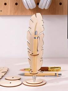 1/2 pièces Porte-stylo vertical en bois en forme de plume, décoration de bureau de style rustique en bois, convient pour la rentrée scolaire, décoration de bureau, cadeau de rentrée scolaire, bureau de chambre, salle d'étude, bureau, cadeau de remise des diplômes, cadeau de vacances - multicolore - Voir 5