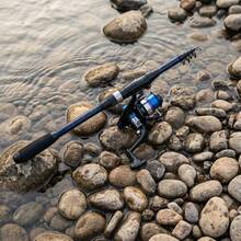 Set Pancing Teleskopik Deep Blue 1,8m dengan Reel Terpasang, Kotak Pancing & Tas Penyimpanan, Perlengkapan Memancing Air Tawar Portabel Ramah Pemula untuk Berkemah - Biru - View 7