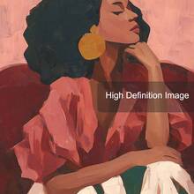 1 pièce Affiche sur canevas encadrée/non encadrée contemporaine bohème afrocentrique mode rouge sombre abstrait fille africaine féminine impression d'art mural pour couloir, entrée, décoration esthétique, peinture sur rouleau pour dortoir, salon, chambre, décoration de maison moderne - B - Voir 9