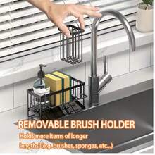 Kitchen Sink Storage Rack With Drainage Board - Multifunctional Storage Rack, Sponge And Cup Holder, Suitable For Countertop Storage, Household Organization Storage Boxes, Baskets And Containers - 查看 3