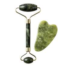 Rodillo Facial de Jade  – Herramienta de Piedra Natural de Doble Punta con Mango Suave – Accesorio Facial Compacto – Artículo de Belleza Hecho a Mano para Exhibición o Regalo – 1 Unidad – Hecho en India - Rojo y blanco - Ver 1