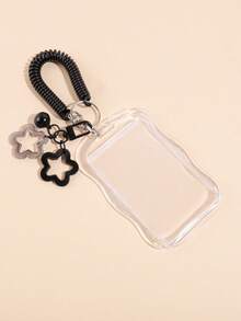 1PC Transparent Acrylic Card Holder, With Spring Cord And Bell Pendant, Creative Card Holder, Suitable For Student ID, Meal Card, Campus Card, And Bank Card Storage, A Stylish Student Study Accessory For Back-To-School Season - Single Piece - View 12