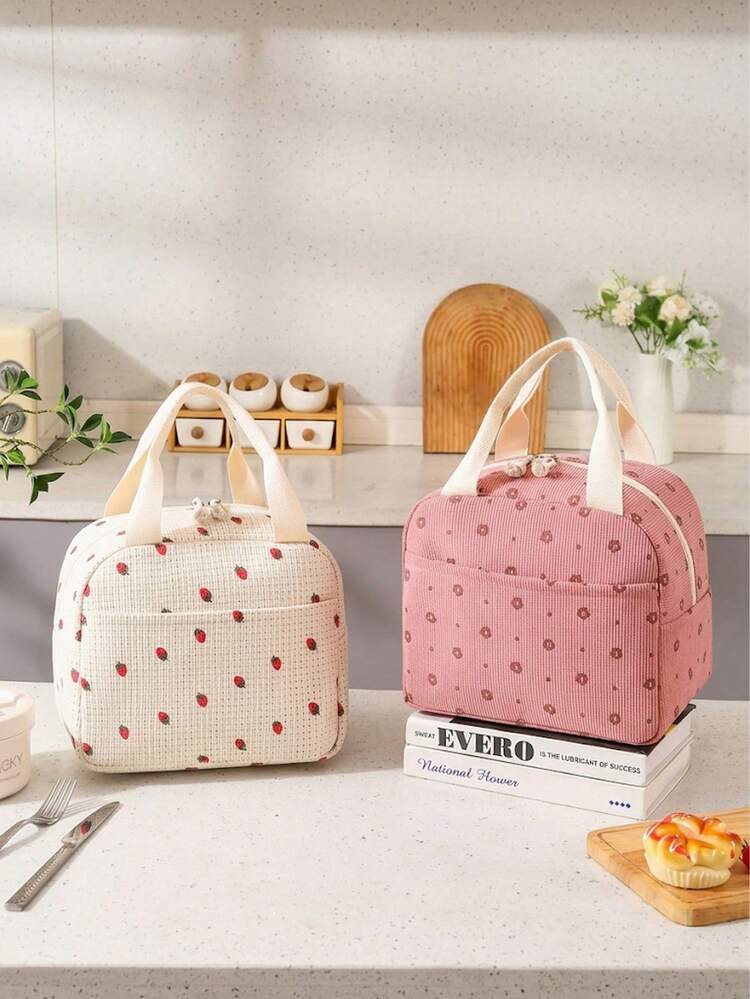 2pcs/1pclarge-Capacity Lunch Bags, Portable Double Handles With Zippers, Multi-Functional Insulated Lunch Bags, Suitable For Students And Home Use. - Multicolor - View 4