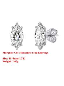 ORSA JEWELS 1對925銀14K金 0.3-1CT D色VVS級馬眼形莫桑石耳釘，經典珠寶，適合女性、男性生日派對與週年紀念 - MOE24 - 查看 15