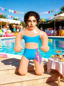 1pc Customized Face Inflatable Pool Party Prop, Personalized Photo Inflatable Prop, Summer Beach Pool Decoration, Customized Party Gift, Birthday Celebration - Multicolor - View 4