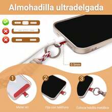 3 en 1 Correa para Celular, Cordón Antirrobo para Teléfono, Longitud Ajustable, Nylon Grueso y Hebilla de Aleación, Ideal para Viaje, Uso Diario, Compatible con iPhone y Android - azul claro - Ver 7