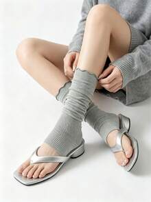 1/3 Pairs Frill Ruffle Stacked Leg Warmers, Thin Cool Lazy Sock Covers, Skin-Friendly Breathable Premium Open Toe Ruffle Leg Warmers For Women - Multicolor - View 10