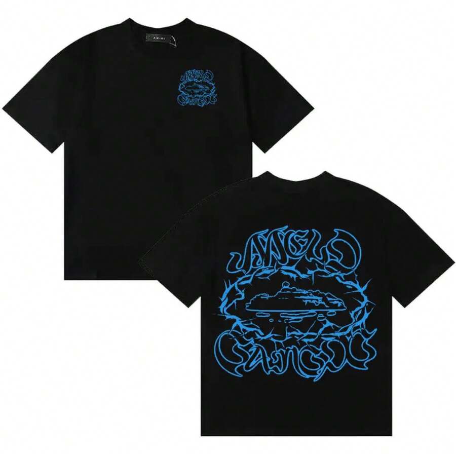 Französischer Rapper Tiakola Gazo Tour Mode-Grafik-T-Shirt für Männer und Frauen, Kurzarm, Gothic, Casual, Oversized Baumwoll-T-Shirt - Schwarz - Übersicht 1