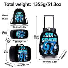 4pcs Rolling Backpack, Creative Print Backpack, Crossbody Bag, Shoulder Bag - For Image Effect Only, Not Shiny Glowing Effect - 彩色 - 查看 3