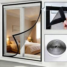 1PC Double-Edged Reversible Self-Adhesive Invisible Mosquito Screen Mesh, Removable Polyester Window Screen For Home, No Drilling Required, Easy Installation, Light-Transmitting, Sun-Shading, Breathable And Ventilated Window Screen Mesh - Black Net With Black Border - View 30