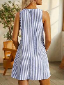 [A-Line Casual Dress] 5.11H Women's Striped A-Line Casual Dress | Women's Summer Dress, Knee Length, Round Neck, With Pockets, Machine Washable, Fashionable - 彩色 - 查看 2
