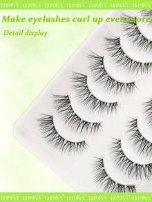 10 Pairs Cat Eye False Eyelashes With Extended Outer Corners, 3D Fluffy Natural Soft Invisible Transparent Band - Black - View 8