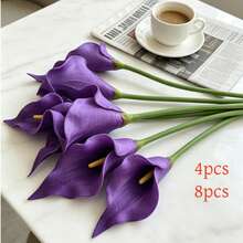 8PCS-Ramo de lirios de cala realistas y coloridos, simulación de flores artificiales, material de PU, ramo artificial de lirios de cala, adecuado para decoración de bodas familiares, decoración interior y exterior, decoración de jardín, decoración de fiestas, decoración de estilo bohemio - Multicolor - Ver 12