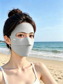 女性多功能防曬面罩，薄冰絲材質，夏季防紫外線，清爽涼感，保護性強，全臉覆蓋保護眼角，臉部防護，適用於戶外運動、騎單車、海灘等多場景 - 冰感款 - 查看 16