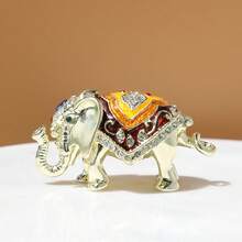 SIQIZHOU 1pc Rhinestone Elephant Jewelry Box, Enamel Craft Storage Box, Jewelry Box, Wedding Favor, Birthday Gift - Silver - View 1